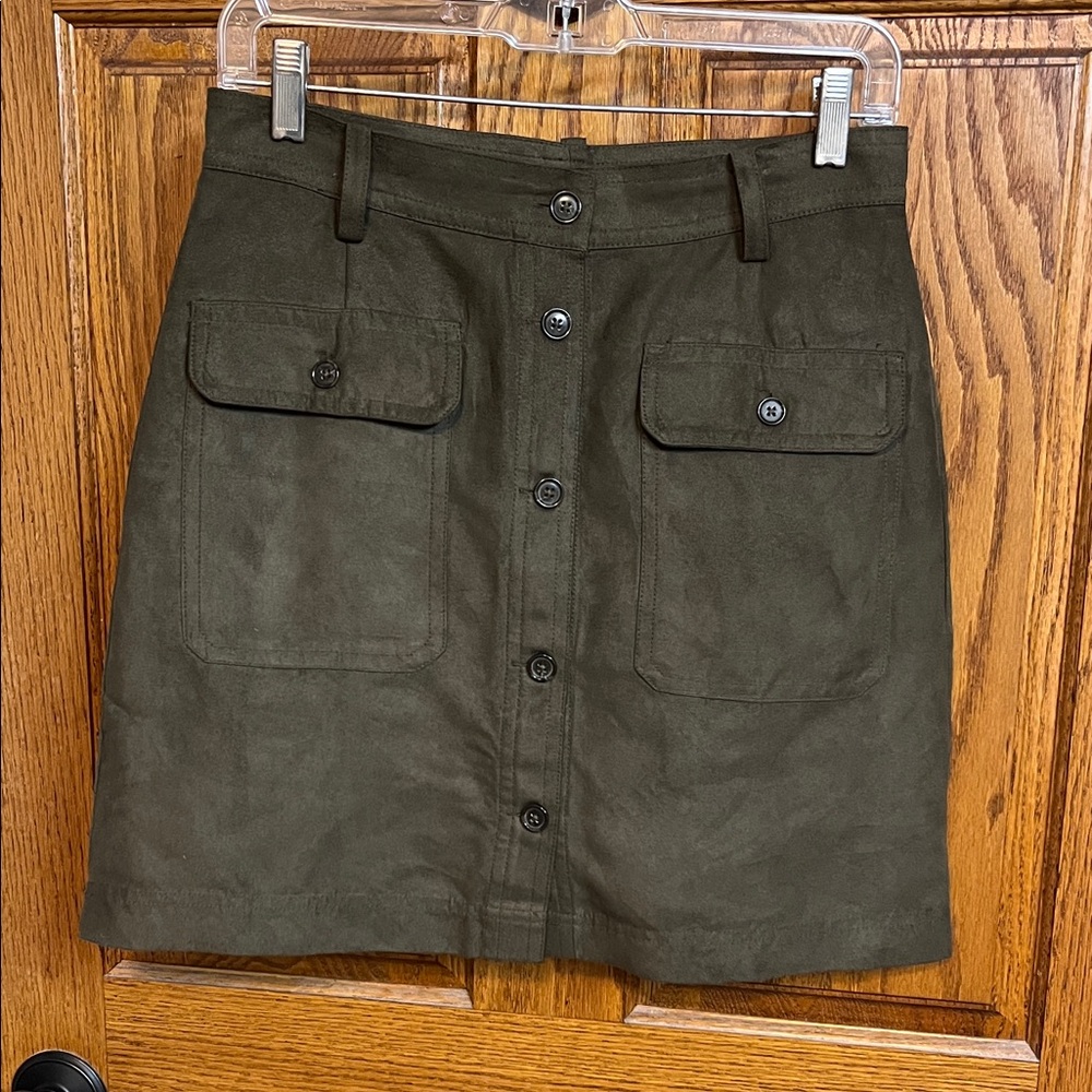 Banana Republic Olive Button-Front Mini Skirt